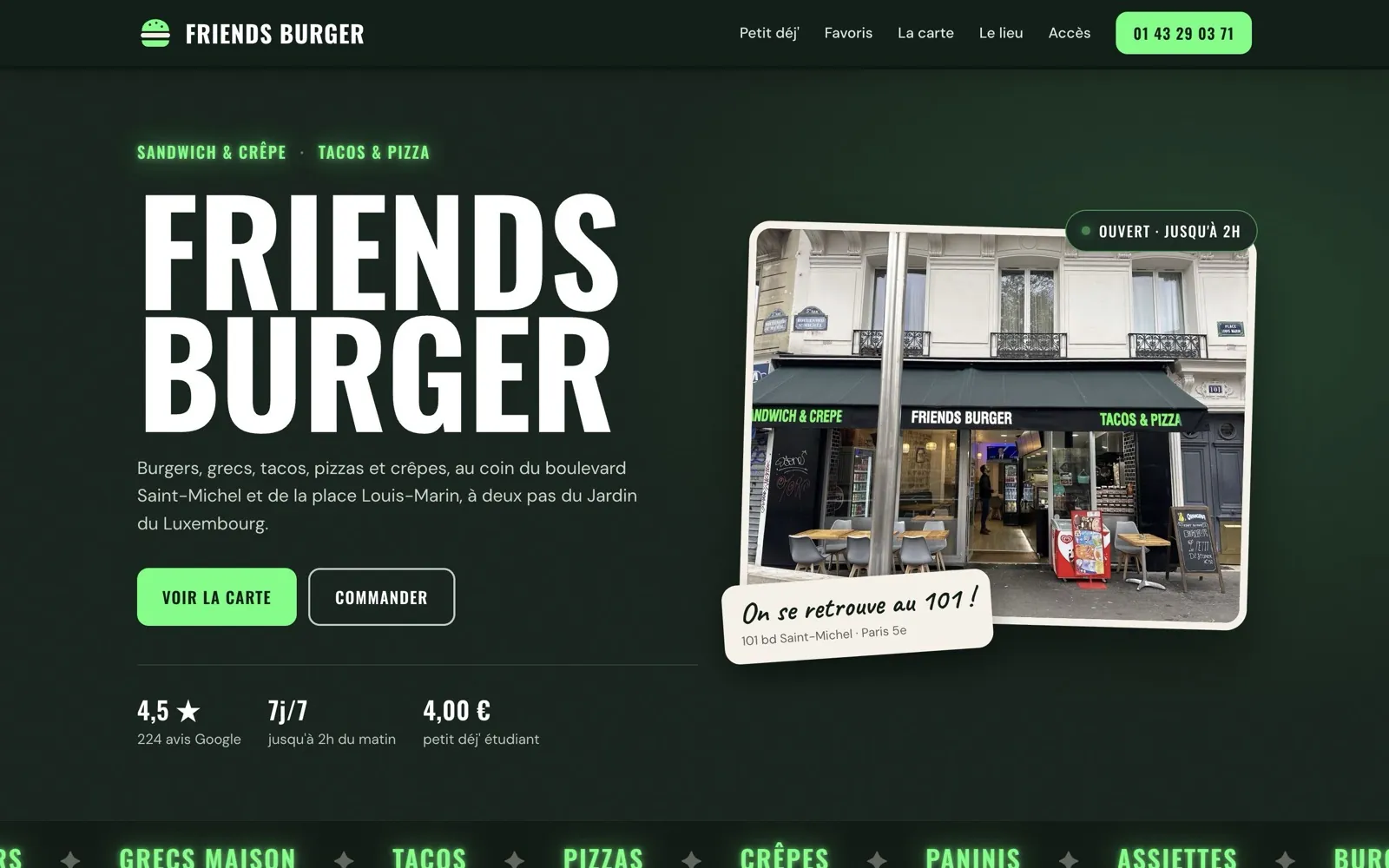 Démo du site Friends Burger