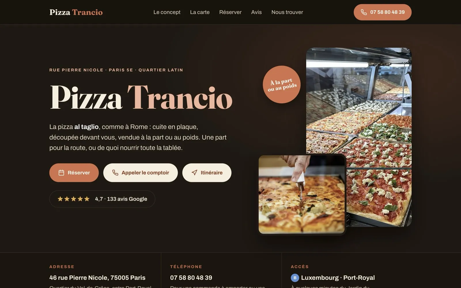 Démo du site Pizza Trancio